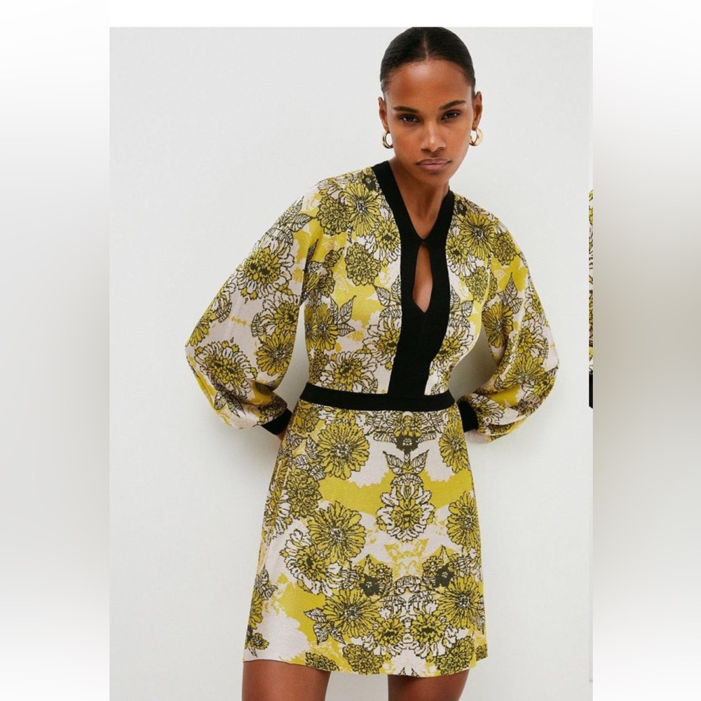Floral Yellow and Black Dress